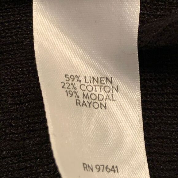 J. JILL Tunic 59% Linen Blend Women’s XL Black Long Bell Sleeve Slit Scoop Neck. - Picture 14 of 15